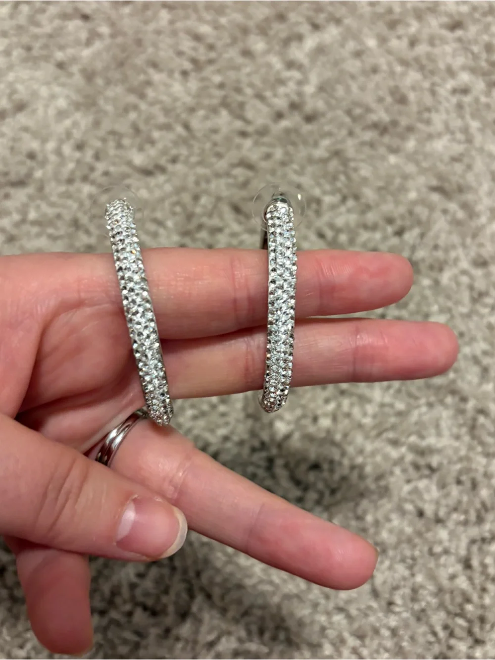 NEW kate spade Silver Pave Crystal Hoop Earrings